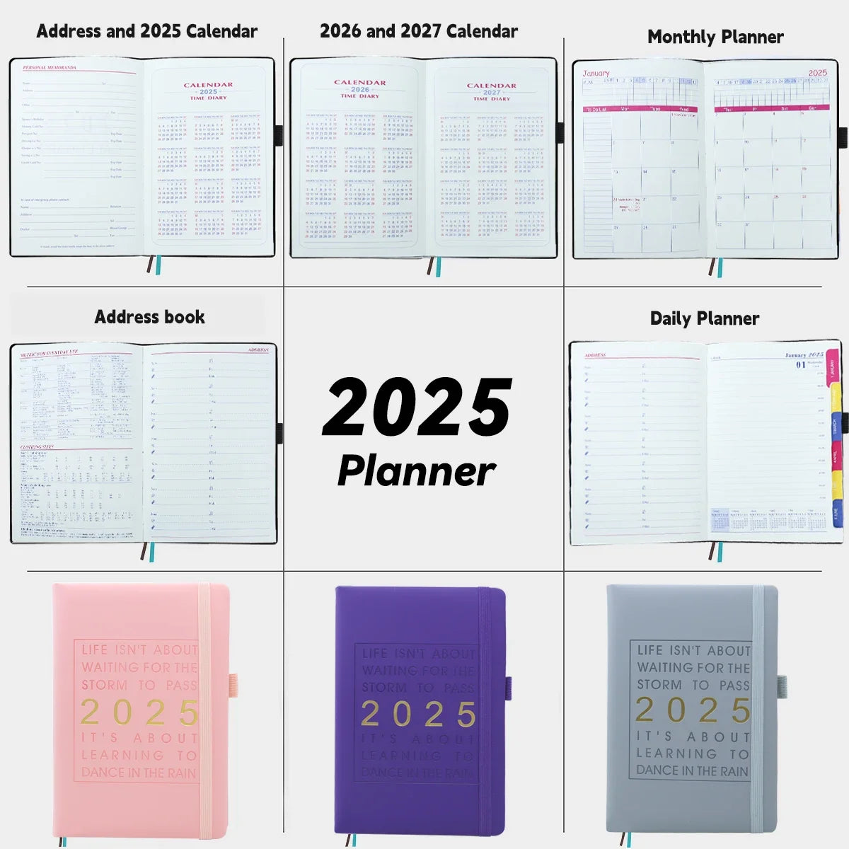 2025 Planner A5 notebook agenda 160Sheets/320Pages Journal for Students Gifts Office&SchoolSupplies Stationery Christmas Gifts