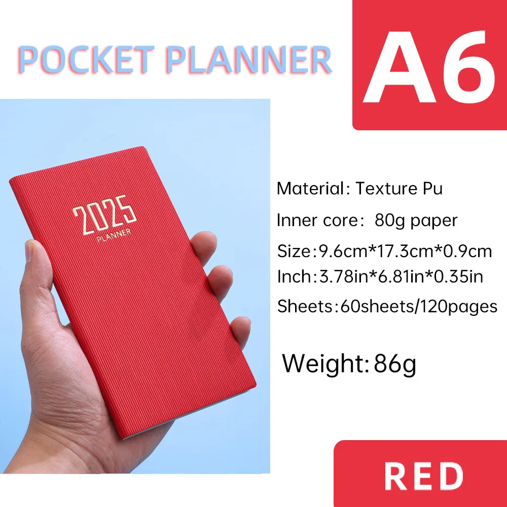 Portable 2025 English Daily Weekly Planners A6 Schedule Notebooks Portable 365 Days Calendar Journal School Office Supplies