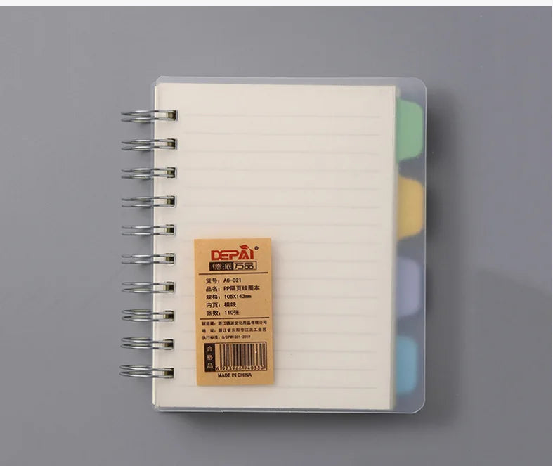A6 A5 B5 Coil  Transparent Cover cCoil Classification Notebook Subclass notebook Office Notepad Office stationery