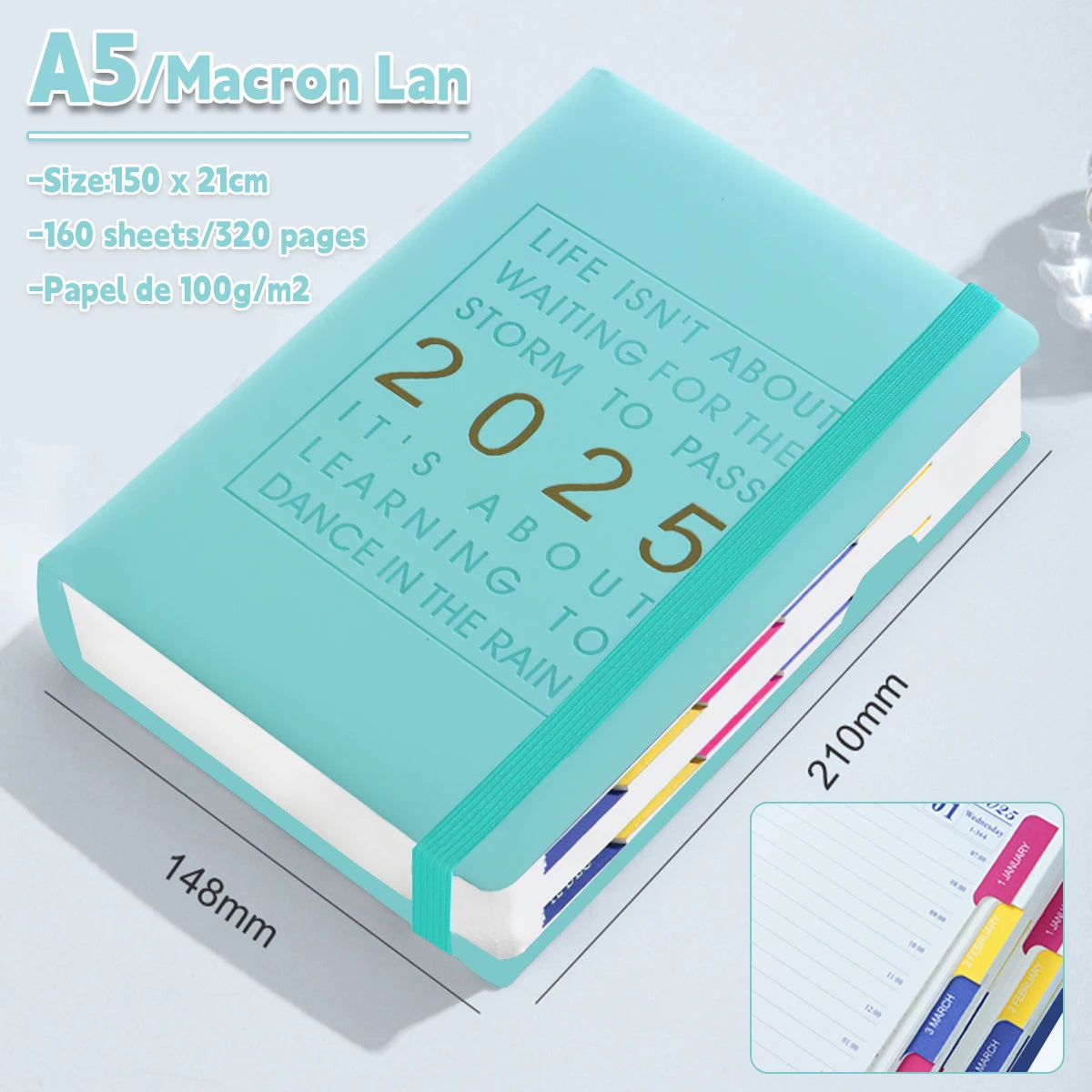 2025 Planner A5 notebook agenda 160Sheets/320Pages Journal for Students Gifts Office&SchoolSupplies Stationery Christmas Gifts