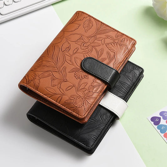 A6 Vintage Embossed Cover Money Budget Planner Binder DIY Binder Notebook Cover Diary Agenda Planner Paper Cover School