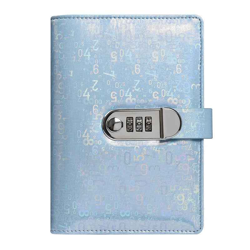 A6 Laser Combination Lock DIY Binder Notebook Cover Diary Agenda Planner Paper Cover School Stationery