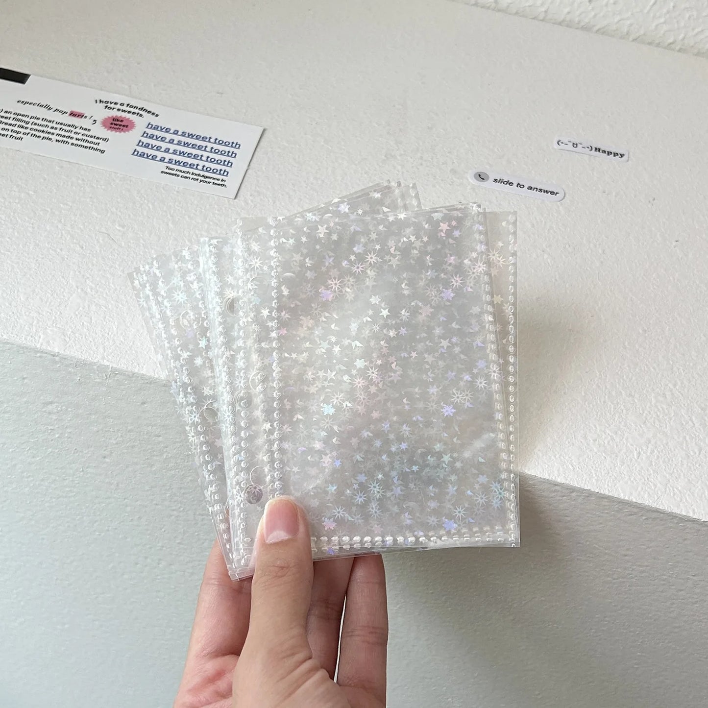 Glitter Match Color Pink Purple Blue PU Loose-Leaf Book 3-hole Loose-Leaf Small Card Storage Book Office Stationery