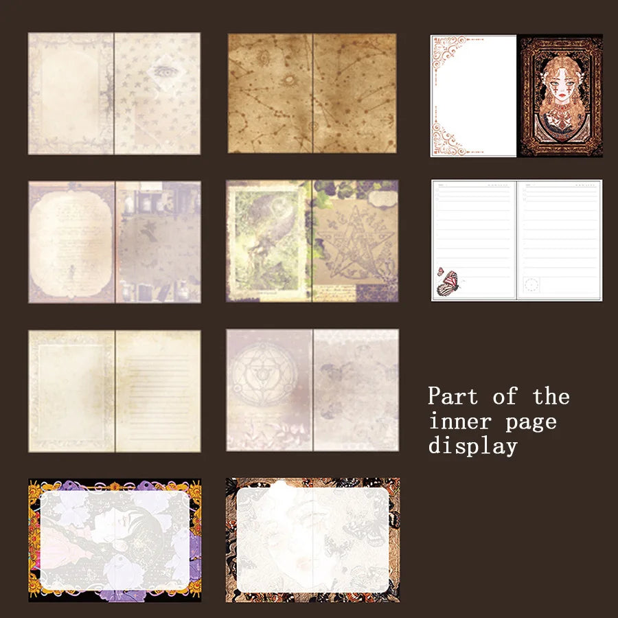 Retro Butterfly Love Flower Notebook Beautifully Color Page Illustration Hardcover Diary Student Notepad Scrapbook