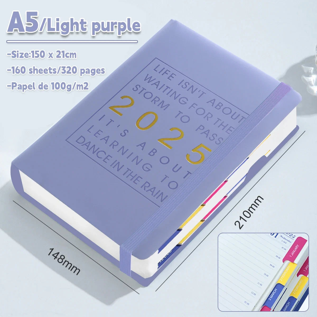 2025 Planner A5 notebook agenda 160Sheets/320Pages Journal for Students Gifts Office&SchoolSupplies Stationery Christmas Gifts