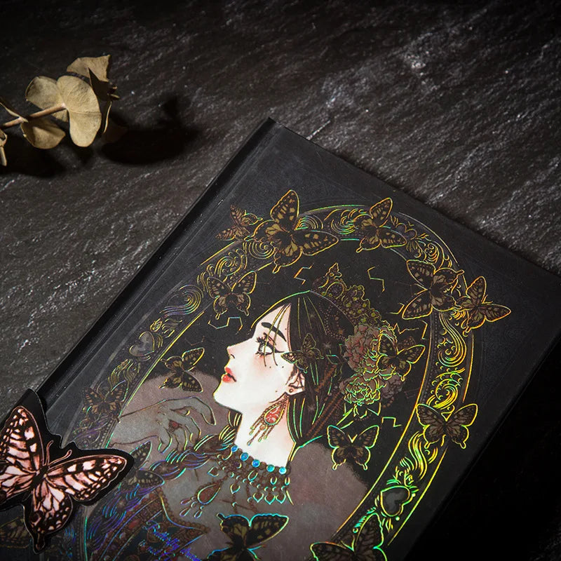 Retro Butterfly Love Flower Notebook Beautifully Color Page Illustration Hardcover Diary Student Notepad Scrapbook