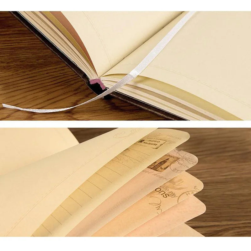 nostalgic retro hardcover notebook color inner page flower illustration diary student notepad