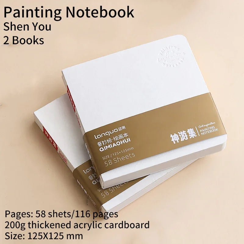 58sheets Drawing Notebook Sketchbook Handbook 200gsm Paper for Watercolor Acrylic Marker Pen Oil Paint Gouache Diary Notebook