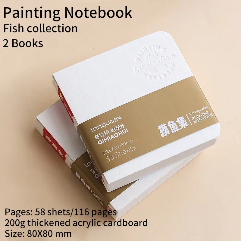 58sheets Drawing Notebook Sketchbook Handbook 200gsm Paper for Watercolor Acrylic Marker Pen Oil Paint Gouache Diary Notebook
