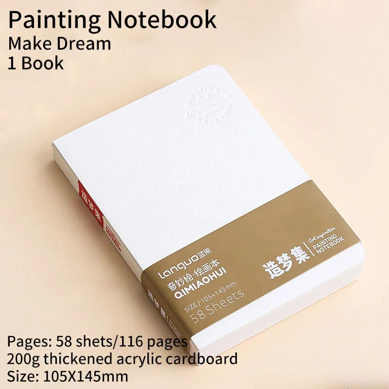 58sheets Drawing Notebook Sketchbook Handbook 200gsm Paper for Watercolor Acrylic Marker Pen Oil Paint Gouache Diary Notebook