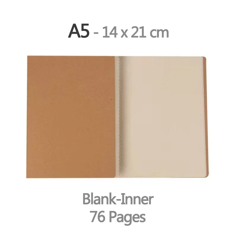 Notebook A5 Kraft Cover Vintage Diary Blank/grid/lined Stationery Planner Writing Paper For Students School Office Supplies