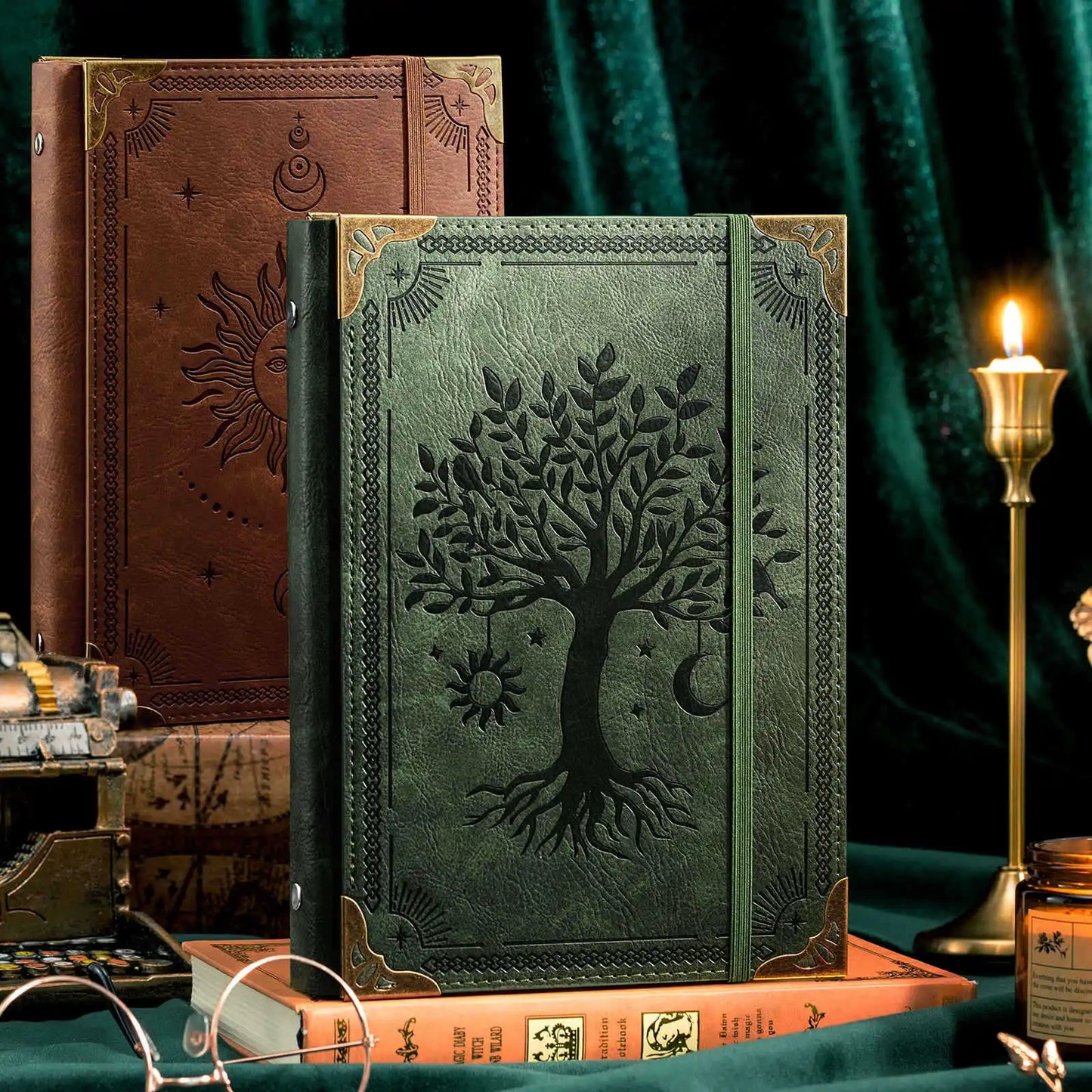 A5 thickened notebook leather loose-leaf work notepad student binder diary, With 120 inner pages