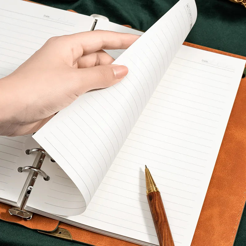 A5 thickened notebook leather loose-leaf work notepad student binder diary, With 120 inner pages