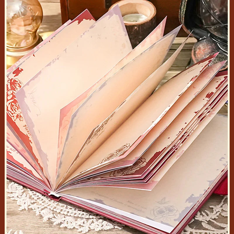 Hardcover notebook rose theme series color inner page rose illustration girl diary student notepad laser printing cover