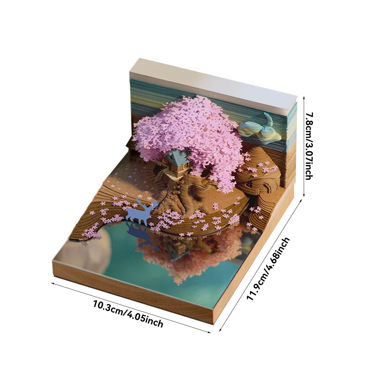 3D Creative Art Birthday Valentine's Day Cherry Blossom Tree House Sticky Notes Calendar School Stationery and Office Supplies
