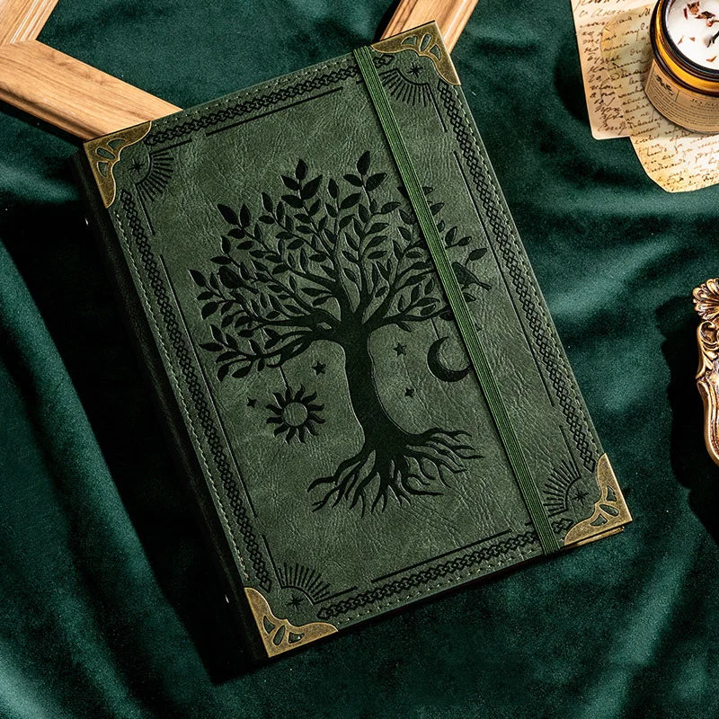 A5 thickened notebook leather loose-leaf work notepad student binder diary, With 120 inner pages