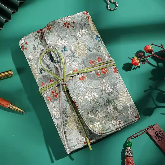 Beautiful Cloth Cover Notebook Girls  Retro Chinese Style Girls Loose-leaf Diary Portable Scrapbook Binder Notepad Gift