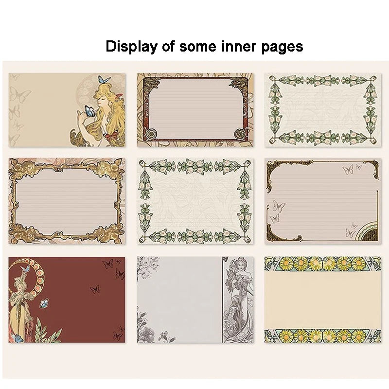 Mucha Famous Painting Series Hardcover Notebooks Classic Design Color Page Illustration B6 Retro Diary Student Notepad