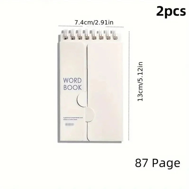 Portable Vocabulary Memory Notepad - Shorthand Spiral Notebook for Planning and Memorization with Cover-Up Feature