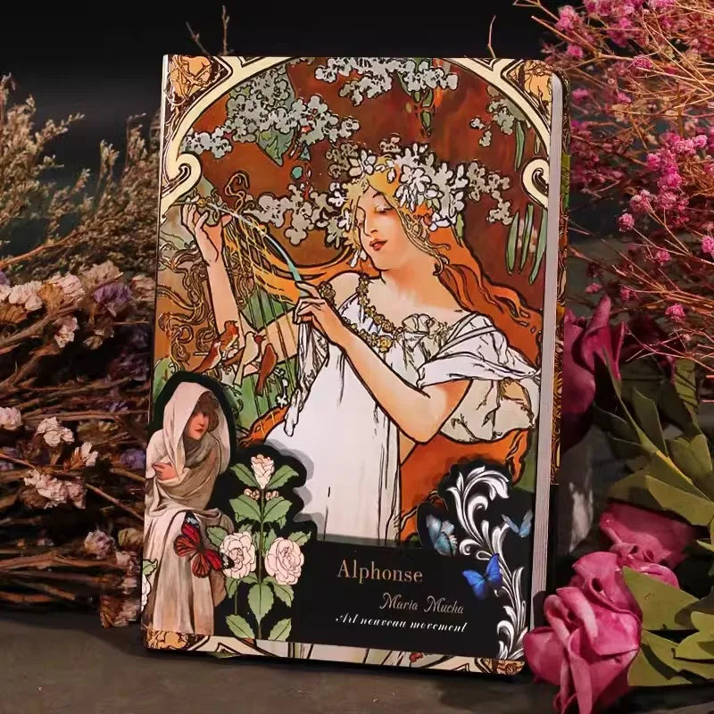 Mucha Famous Painting Series Hardcover Notebooks Classic Design Color Page Illustration B6 Retro Diary Student Notepad