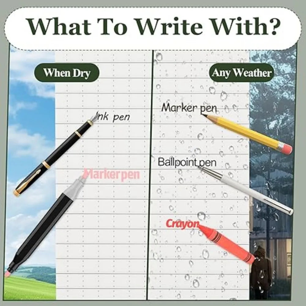 Waterproof Pocket Notebook Tactical All Weather Pocket Notepads With Lined Pages, Spiral Notebook Mini Memo Pad Note Pads