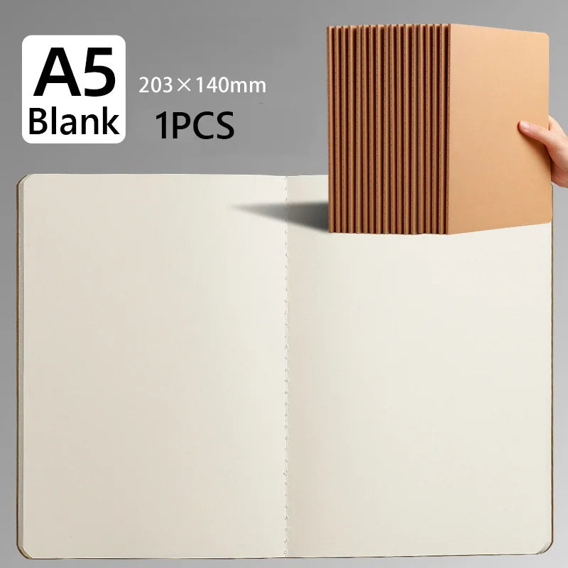 A4/A5/B5/B6 Retro Spiral Coil Sketchbook Kraft Paper Notebook Sketch Painting Diary Note Pad Books School Stationery Supplies