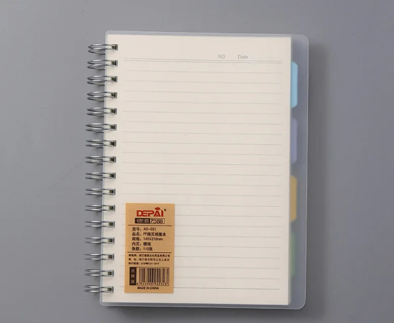 A6 A5 B5 Coil  Transparent Cover cCoil Classification Notebook Subclass notebook Office Notepad Office stationery