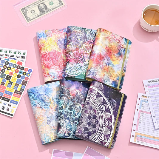 A6 Mandala Pattern Binder Budget Loose-leaf Notebook Daily Planner Money Cash Budget Financial Planner Hand Book Office Supplies