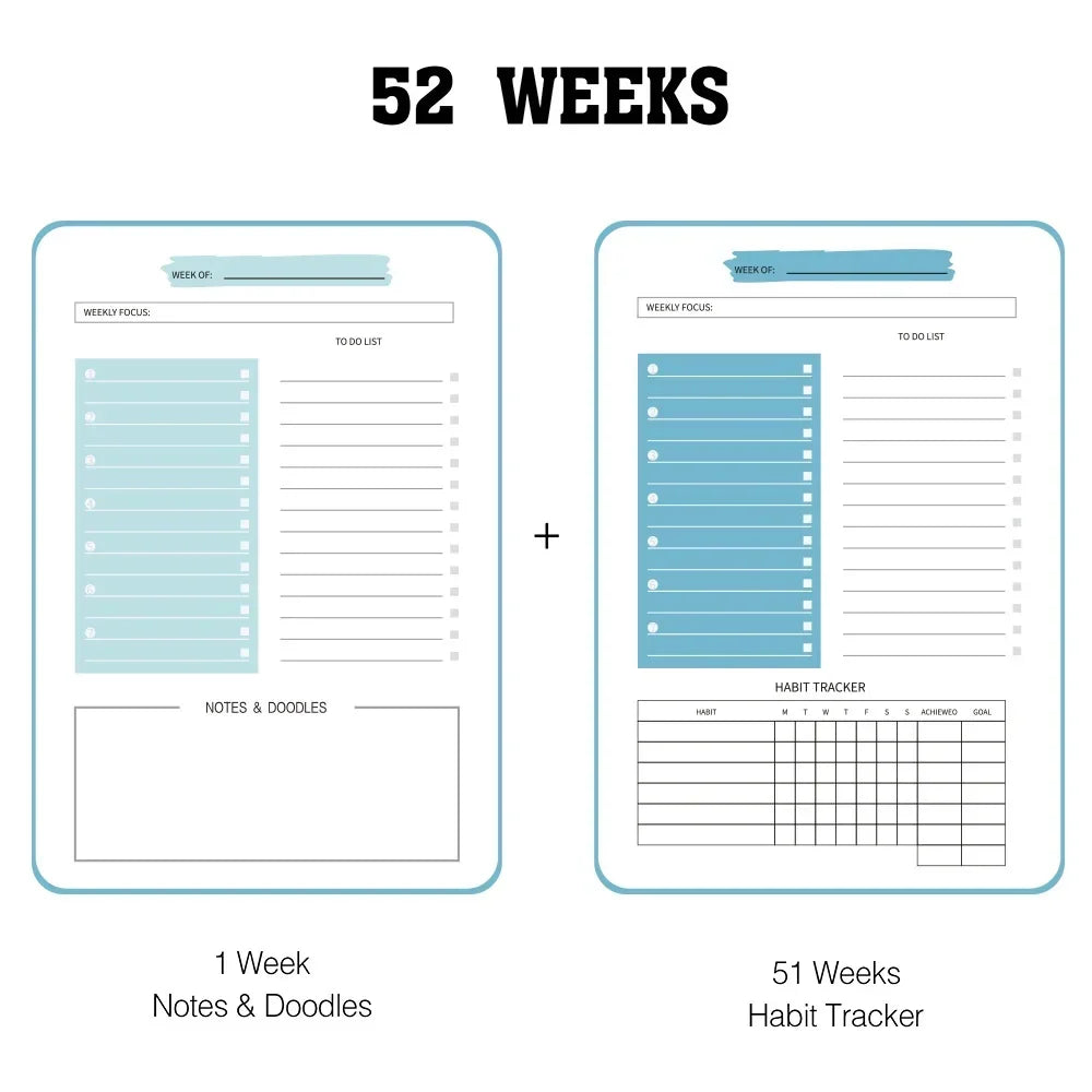 Planner Schedule Agenda Notebook Efficiency Daily Weekly Monthly Diary Journal for Students School Office Stationery Supplies