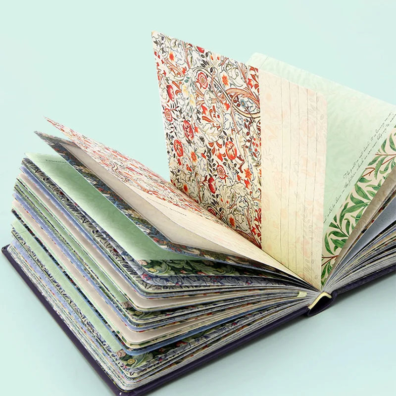 British William Morris painting color illustration page retro hardcover notebook  plant flower art cover student notepad diary