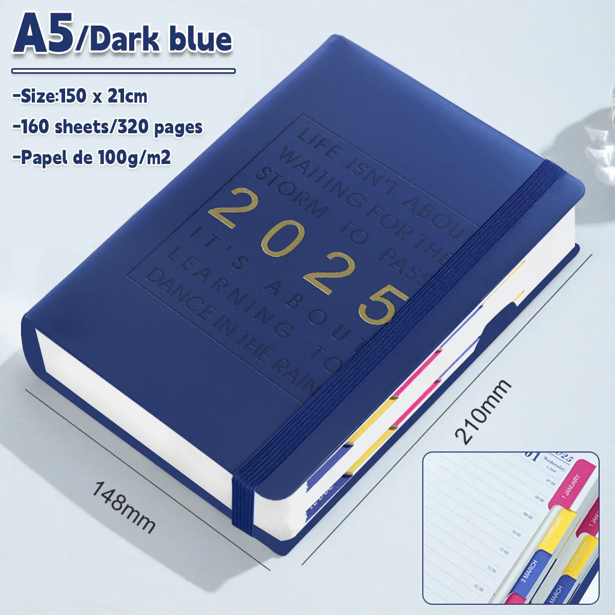 2025 Planner A5 notebook agenda 160Sheets/320Pages Journal for Students Gifts Office&SchoolSupplies Stationery Christmas Gifts