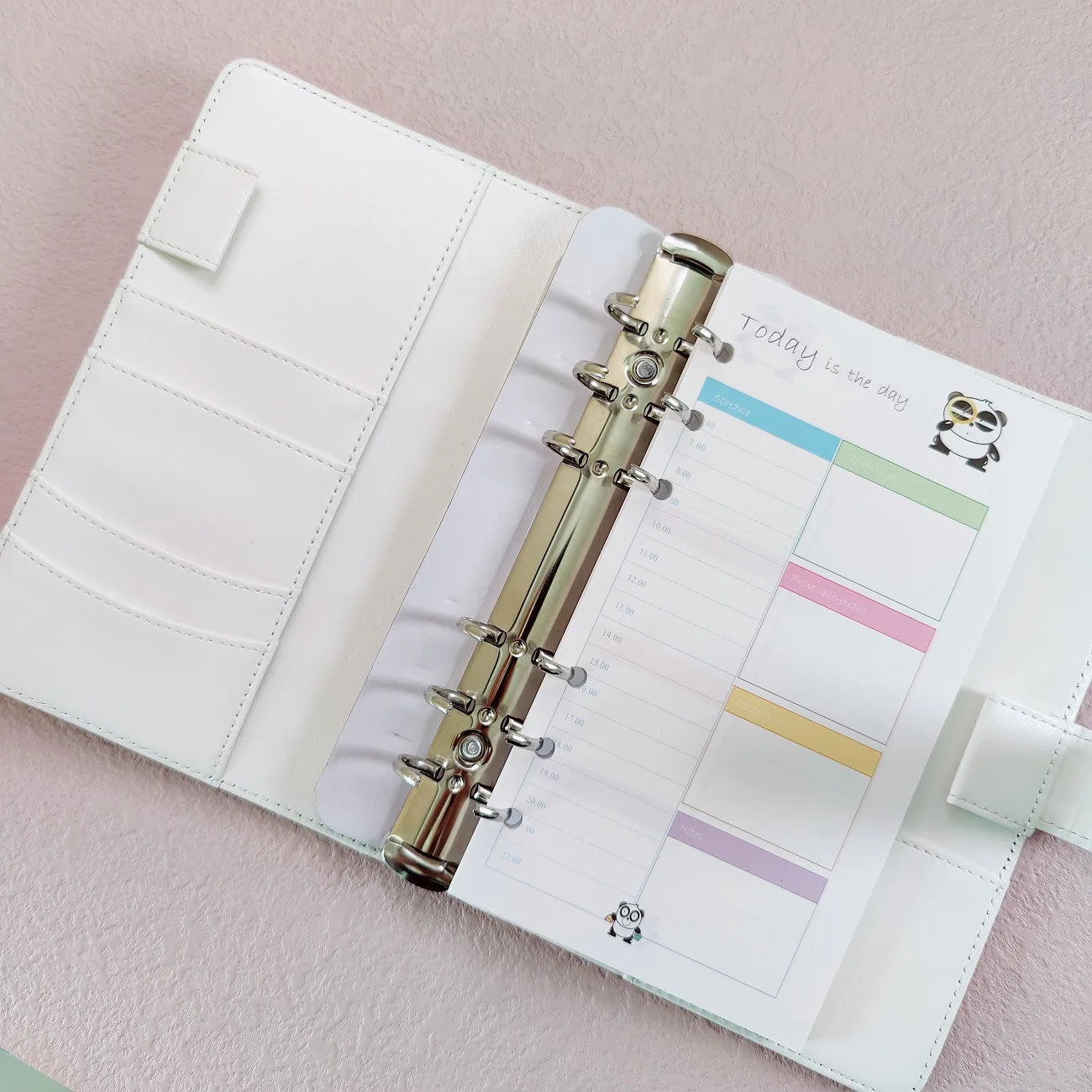 A6 Cat Binder PU Clip-on Notebook Leather Loose Leaf Notebook Cover Notebooks Journal Kawaii Stationery