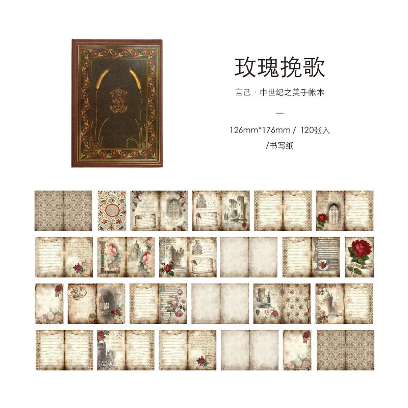 Retro Plant Notebook Medieval Series European Diary Students Hardcover Notepad Girl Scrapbook