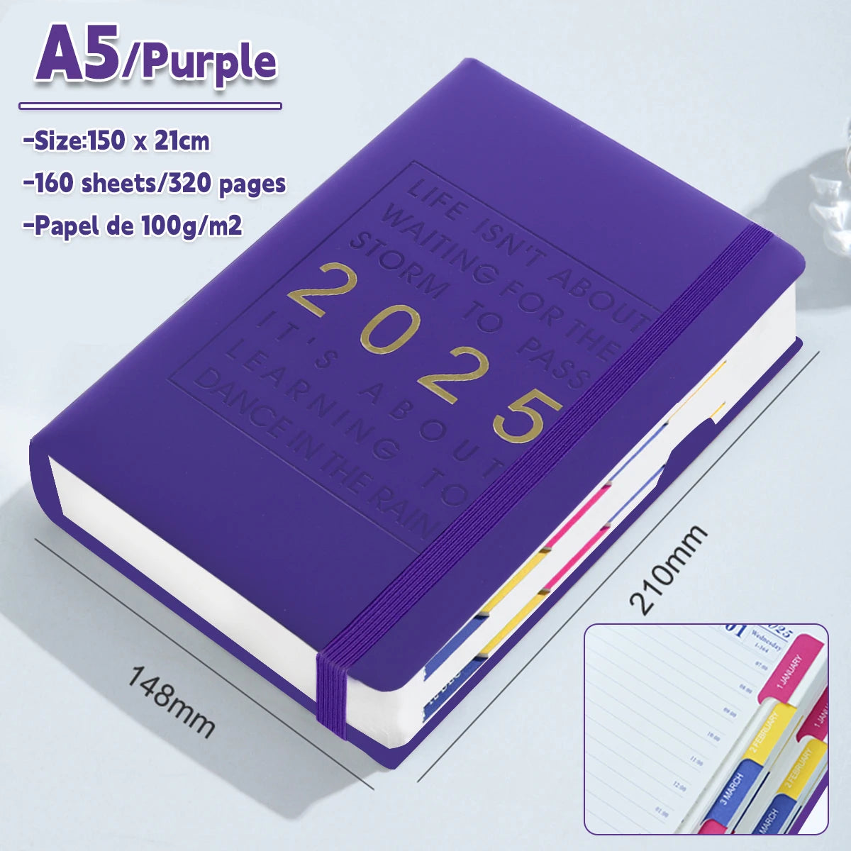 2025 Planner A5 notebook agenda 160Sheets/320Pages Journal for Students Gifts Office&SchoolSupplies Stationery Christmas Gifts