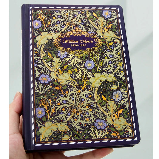 British William Morris painting color illustration page retro hardcover notebook  plant flower art cover student notepad diary